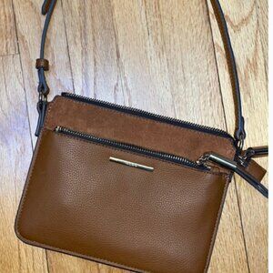 ALDO Aseria Brown Suede and Leather Crossbody Purse Bag New